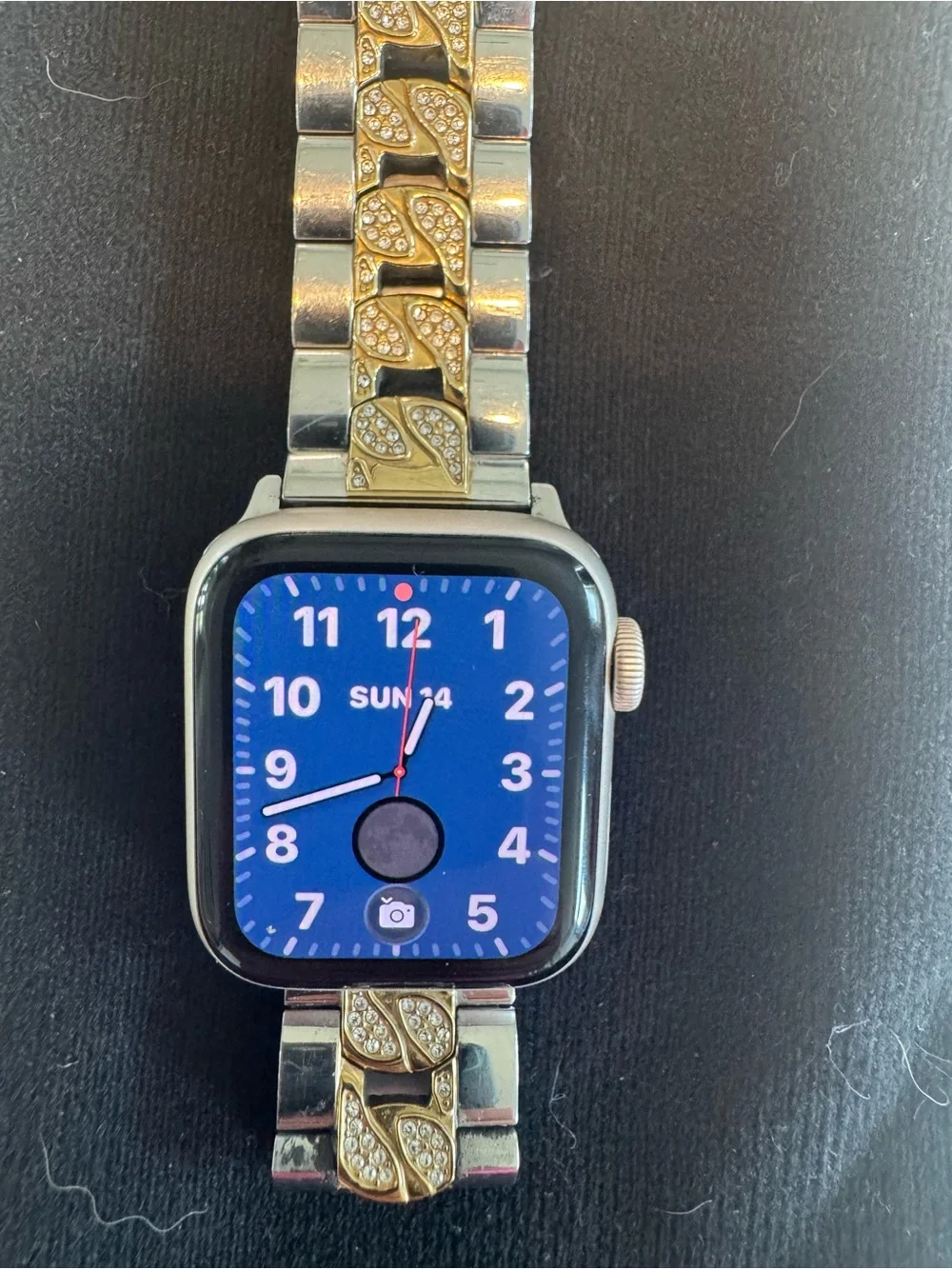 Apple Smartwatch with Blue Dial and Gold & Silver Crystal Link Band